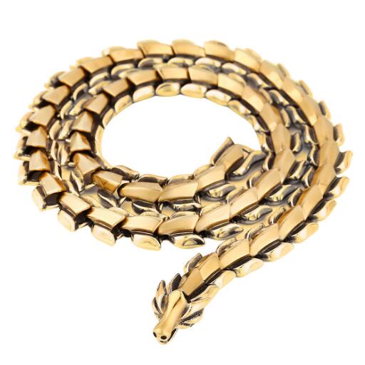 Punk Rocker 15MM Breite Drachenkiel Kette Choker Halskette Für Männer Massiver Edelstahl Herren Am Hals Schmuck Accessoires Geschenke Für Ihn 70CM gold