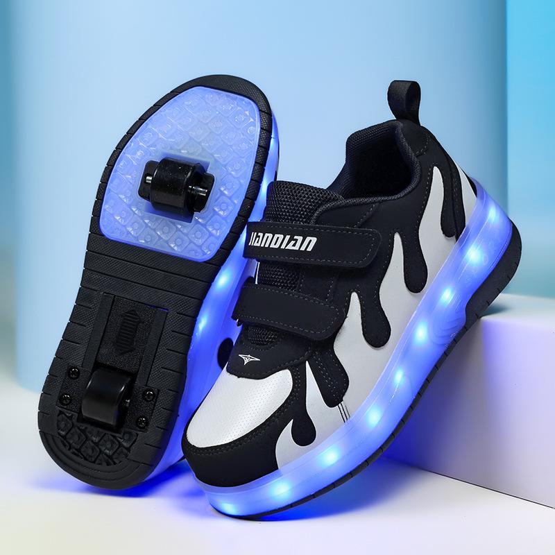 Runaway Schuhe Studenten Jungen Mädchen Erwachsene Rollschuhe LED Lade Licht Schuhe mit Rädern 42
