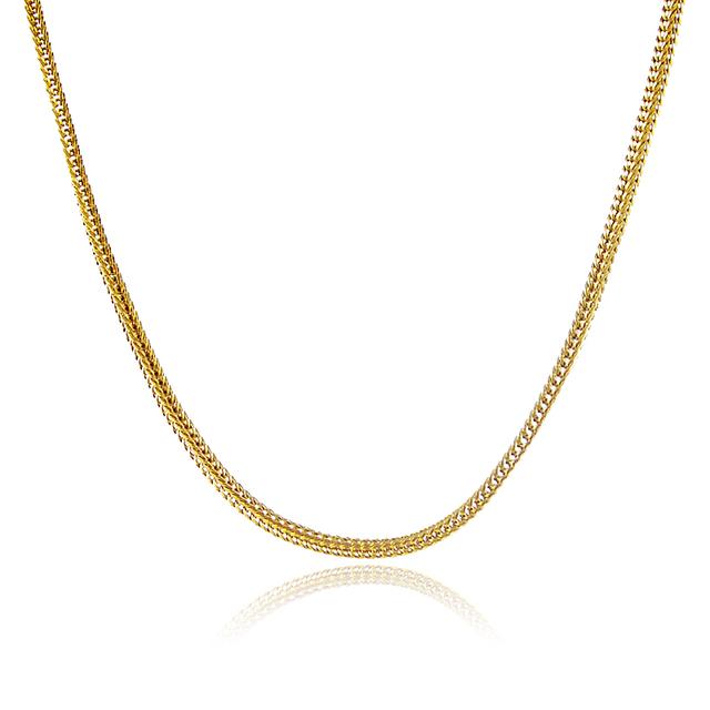 Halskette aus 24-karätigem Echtgold, vergoldet, 2 mm, Schlangenknochen-Halskette für Damen, Hochzeit, Geburtstag, Geschenk beige