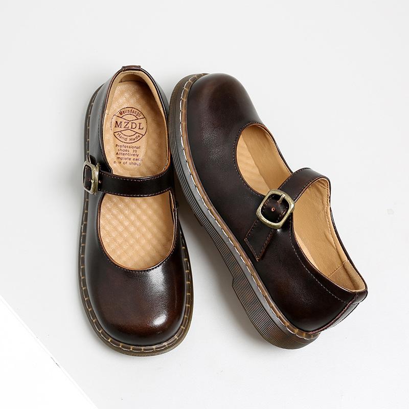 Mode Sommer Dünne Abschnitt 2024 Neue Runde Retro Schuhe Frauen Schuhe Mary Jane Niedrigen Absatz Frauen Schuhe frauen Lolita Stil schuhe Vintage 39 braun