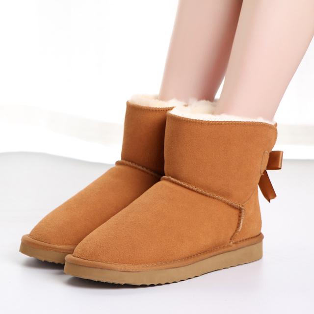 Neue Mode In Der Lage Frauen Warme Schnee Stiefel Winter Stiefel Echtes Rindsleder Leder Frauen Stiefel Stiefeletten Pelz Schuhe Größe 34 -43 34