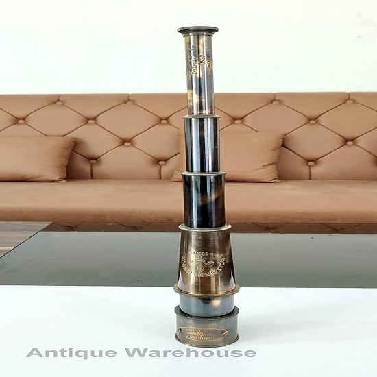 45,7 cm massives Messing antikisiertes Teleskop Spionageglas voll funktionsfähiges Teleskop Vintage Scope Dollond London