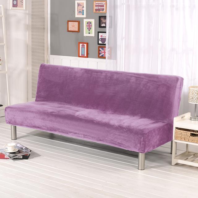 Plüsch Klapp Sofa Bett Abdeckung Samt Dicke Schutzhülle Fall Für Armlose Sofa Bett Blatt Couch Abdeckung Elastische Futon Abdeckung Winter S Size lila