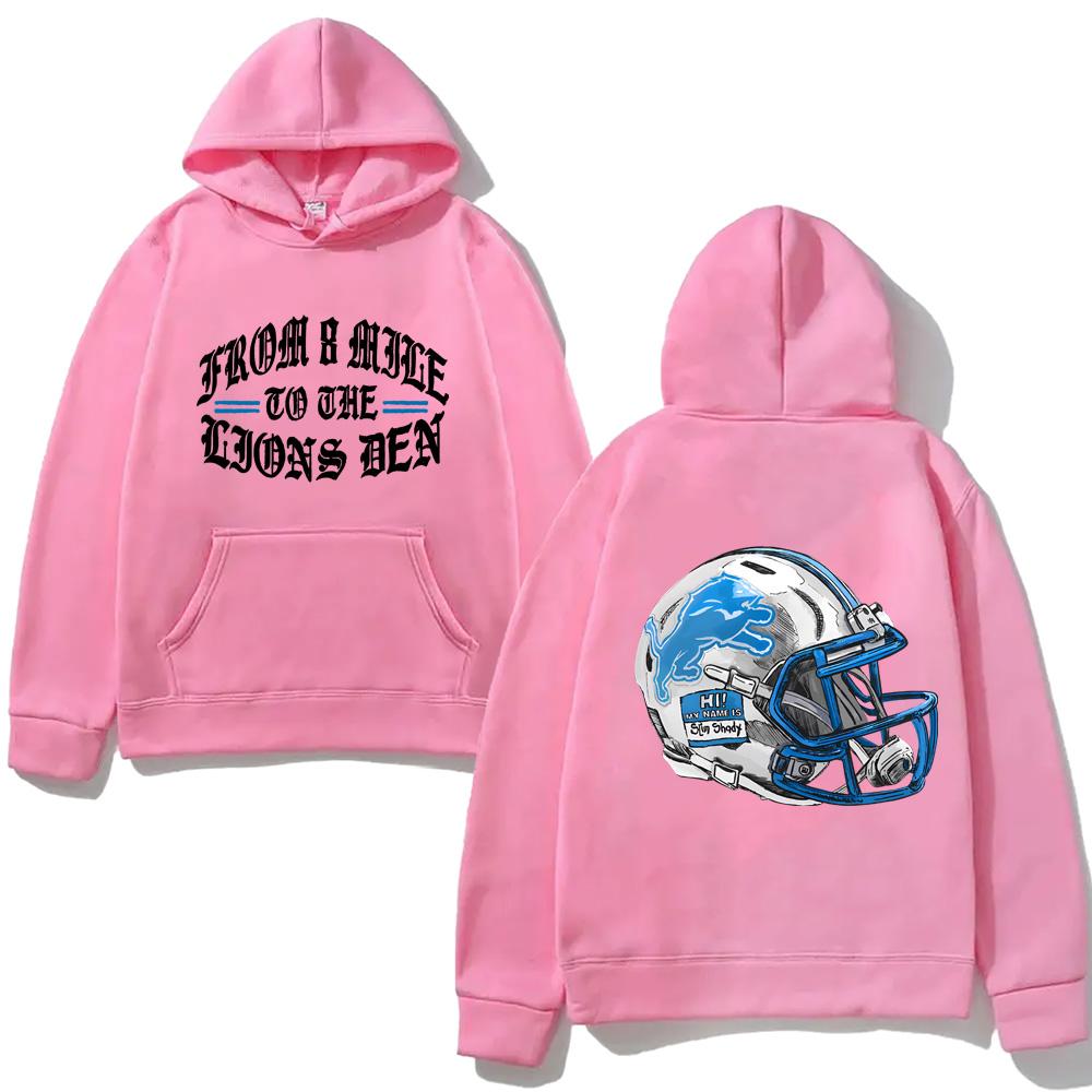 EMINEM X DETROIT LIONS HELM HOODIE Eminem Hochwertiges Fleece Sweatshirt Langarm Gothic Kleidung XS rosa