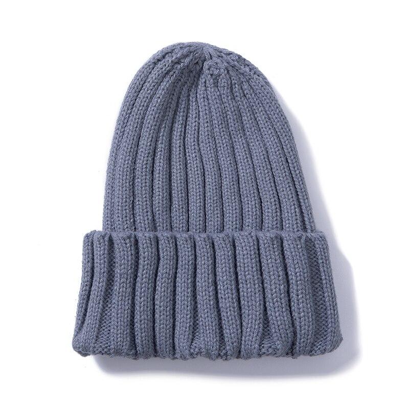 Klassische tägliche Damen-Wintermütze, einfarbig, warm, weich, Hip-Hop-Herbst-Strickmütze, kanadische Farben, Streetwear, Beanies-Kappe 54cm-58cm licht grau