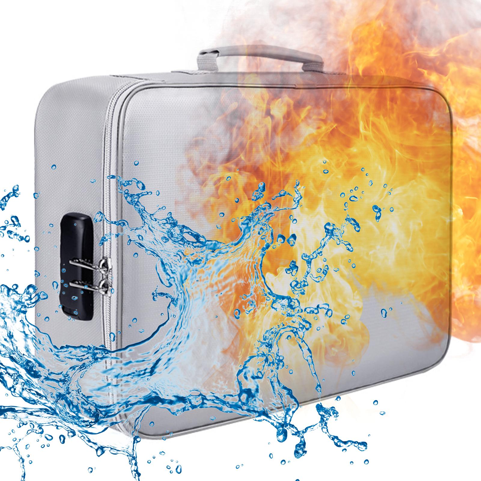 Feuerfeste Dokumententasche mit Reißverschluss, feuer- und wasserabweisender Geldbeutel-Aufbewahrungsbeutel-Organizer With Lock silber