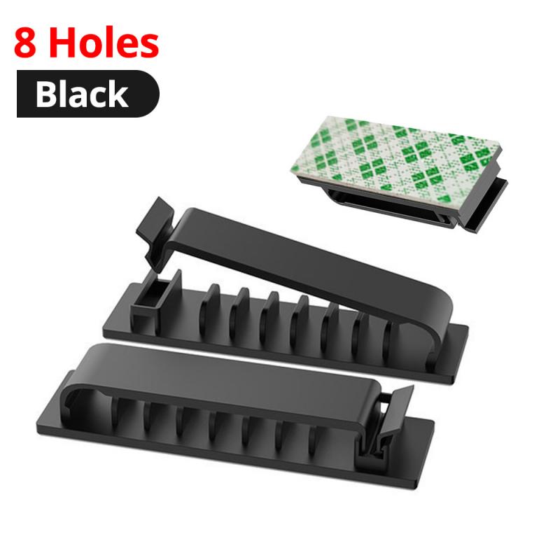 Fonken Winder Kabelhalter, Kabel-Organizer-Clips, Kabelklemme, Kabel-Management, Schreibtisch-Kabelbinder-Fixierer, selbstklebender Auto-Kabel-Organizer-Clip 8 Holes schwarz