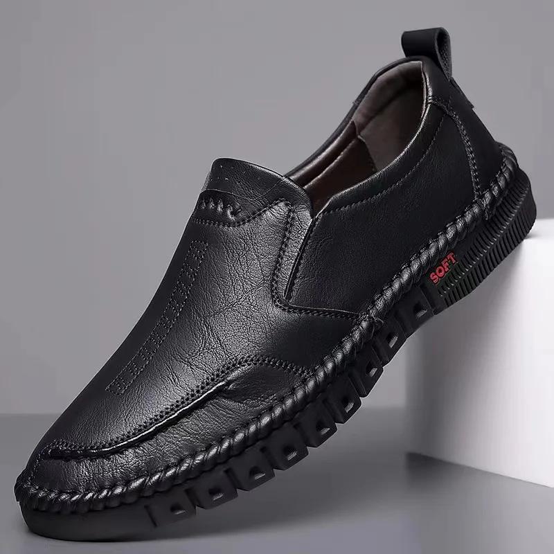 Herren Business Lederschuhe Mokassins Atmungsaktive Herren Casual Slipper Bequeme Schuhe für Herren 2024 Sommer Herren Sneakers 44 schwarz