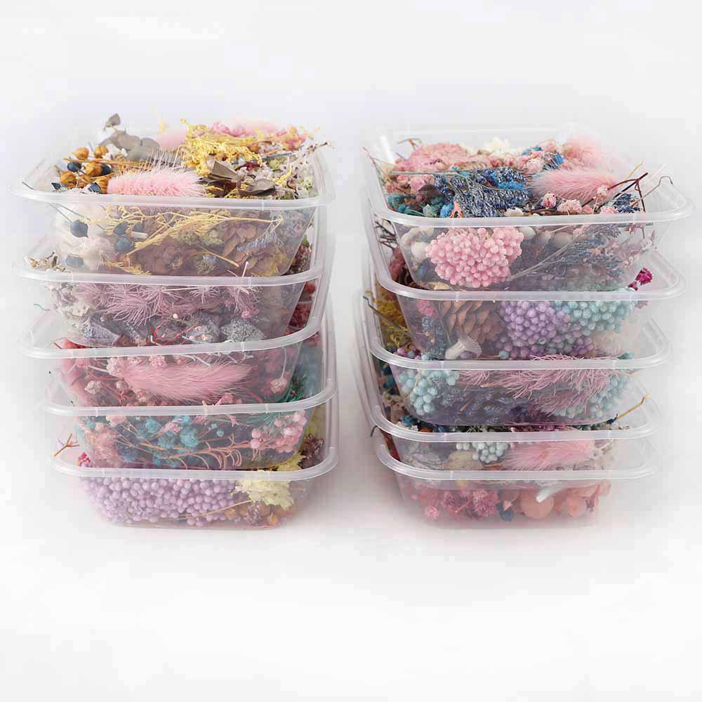 1 Box echte Mischung aus getrockneten Blumen für Kunstharz, Schmuck, Trockenpflanzen, gepresste Blumen, Herstellung, Basteln, DIY-Zubehör Random Color