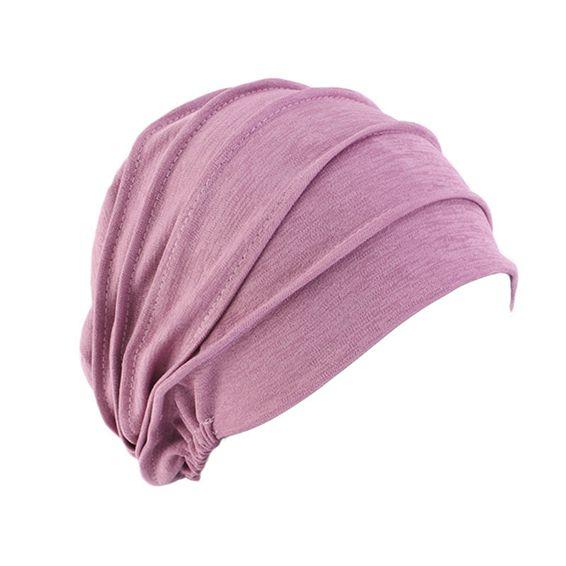 Frauen Elegante Verdickt Elastische Muslimischen Hijab Beanie Hut Elastische Chemo Hut Headwrap violett