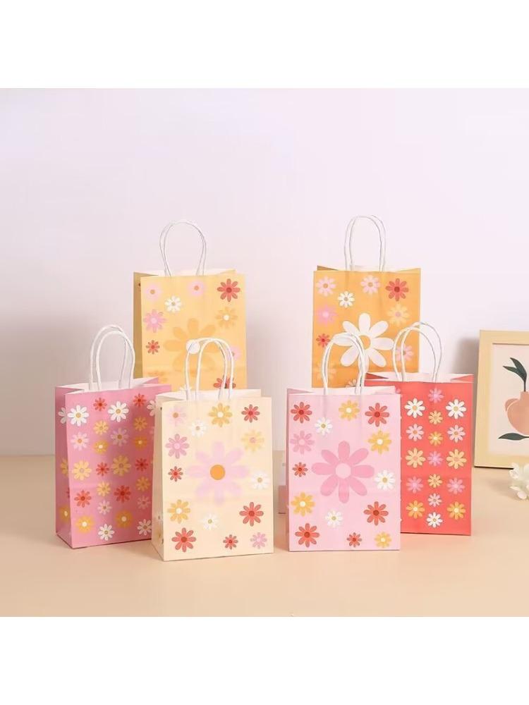 6 stücke Urlaub Partei Geschenk Tasche mit Griff Schmuck Sonnenblumen Einkaufstasche Weihnachten Valentinstag Hochzeit Geschenk Farbige Papier Tasche