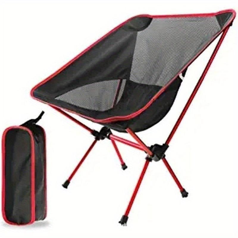 Ultraleichter tragbarer Campingstuhl, zusammenklappbarer Strandstuhl, Terrassen-Esszimmerstuhl mit Tragetasche für Outdoor-Wanderungen, Angeln, Picknick im Hinterhof, Reisen rot