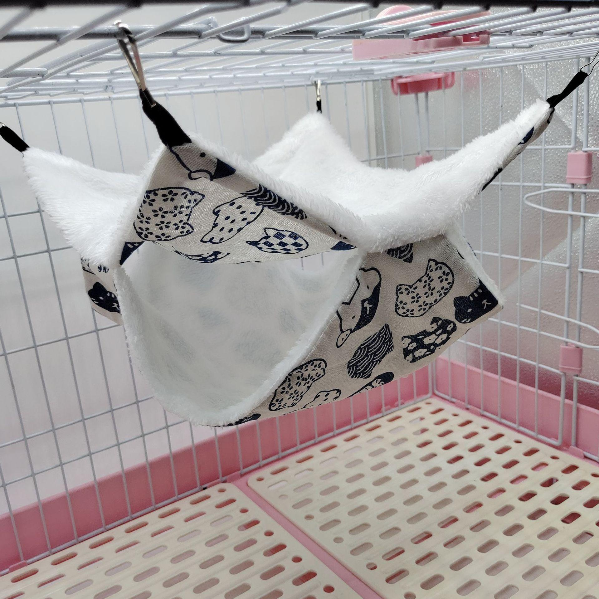 Haustierbedarf, Frettchen, Ratte, doppellagig, warmer Haustier-Schlafsack, Hamsterkäfig, Haustier-Hängematte, Eichhörnchenbetten 45x45cm-White cat