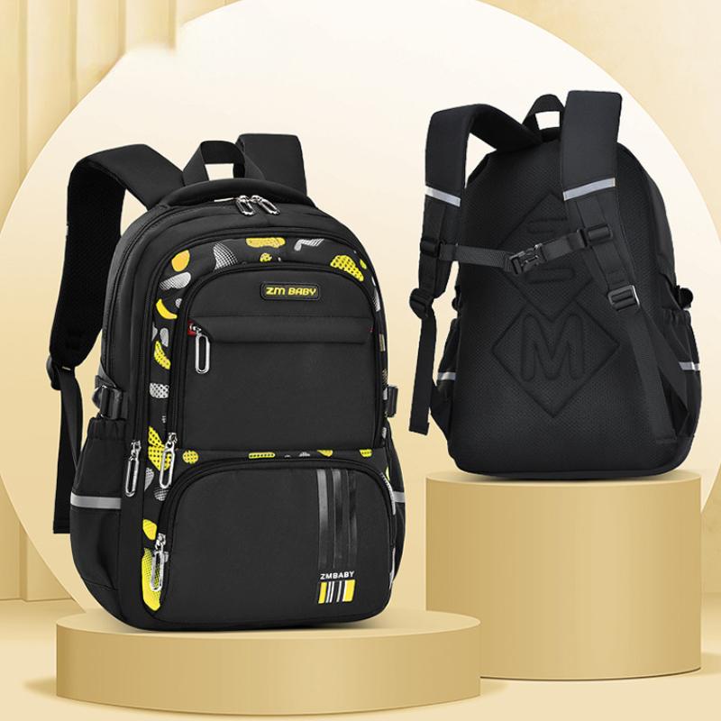 Große Kapazität Kinder Wasserdichte Schule Rucksäcke Orthopädische Mädchen Jungen Rucksack Kinder Schule Taschen Mochila Escolar Klasse 1-9 large gelb/schwarz