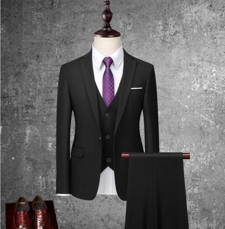 Herrenanzug Business Casual Student Vorstellungsgespräch Job Fit Hochzeitsanzug S schwarz