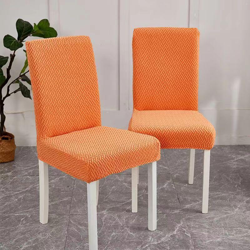 Stretch-Stuhlhussen aus Samt, langlebige, verschleißfeste, moderne Schonbezüge im T-Kissen-Stil und zeitgenössischem Design für Esszimmerstühle 1pc orange