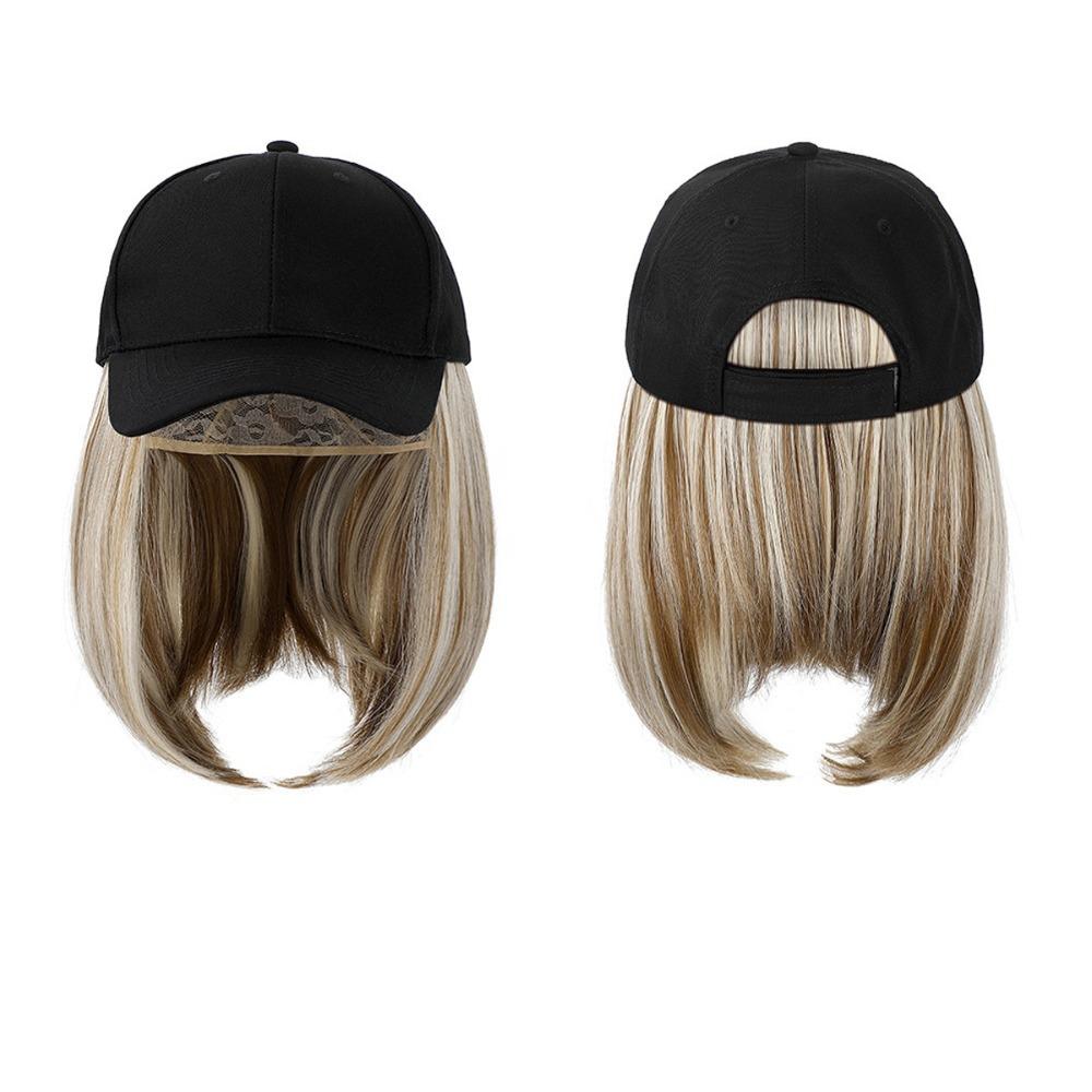 Sonnenschutz-Kappe Baseballkappe mit Haarverlängerung Verstellbar Schwarz Braun Haarteil für Damen 27h88