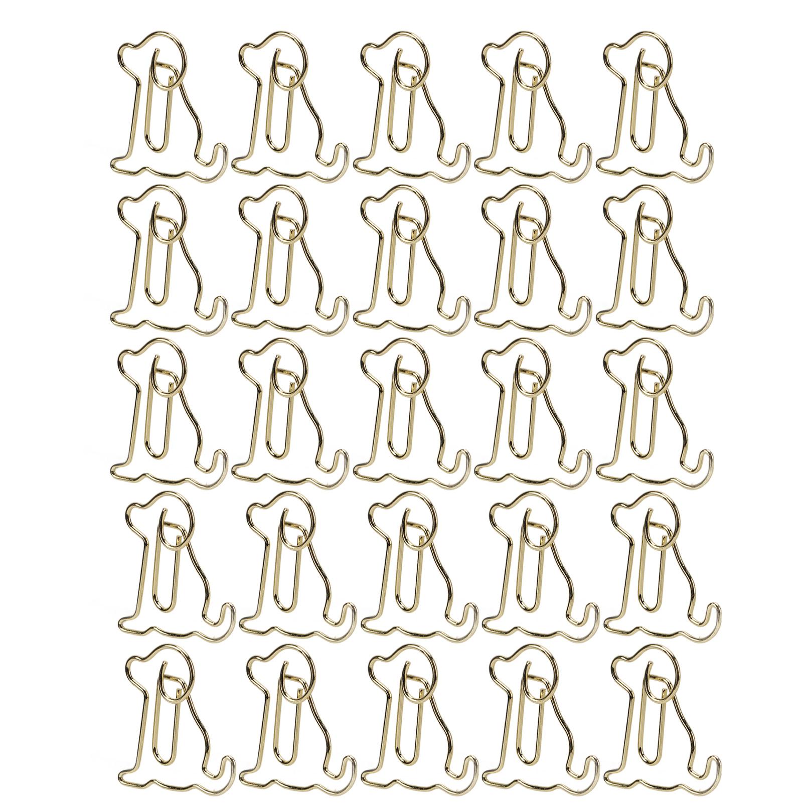 25 Stück Geformte Büroklammern Metallmaterial Leicht Tragbar Goldene Welpenformen Büroklammern für