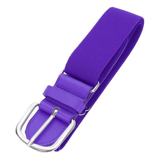 Baseball-Gürtel für Erwachsene, elastisches Band, verstellbare Länge, Kunstleder, Baseball-/Softball-Gürtel, Unisex, Bund in leuchtenden Farben violett