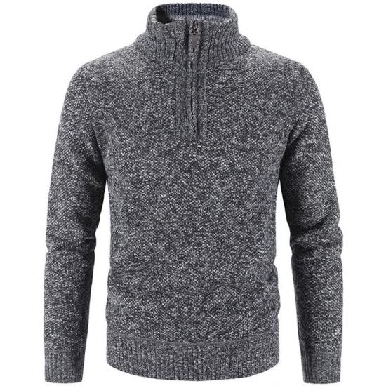 2024 Winter herren Fleece Dicker Pullover Halb Zipper Rollkragen Warme Pullover Qualität Männlich Dünne Gestrickte Wolle Pullover 3Xl XXXL dunkelgrau