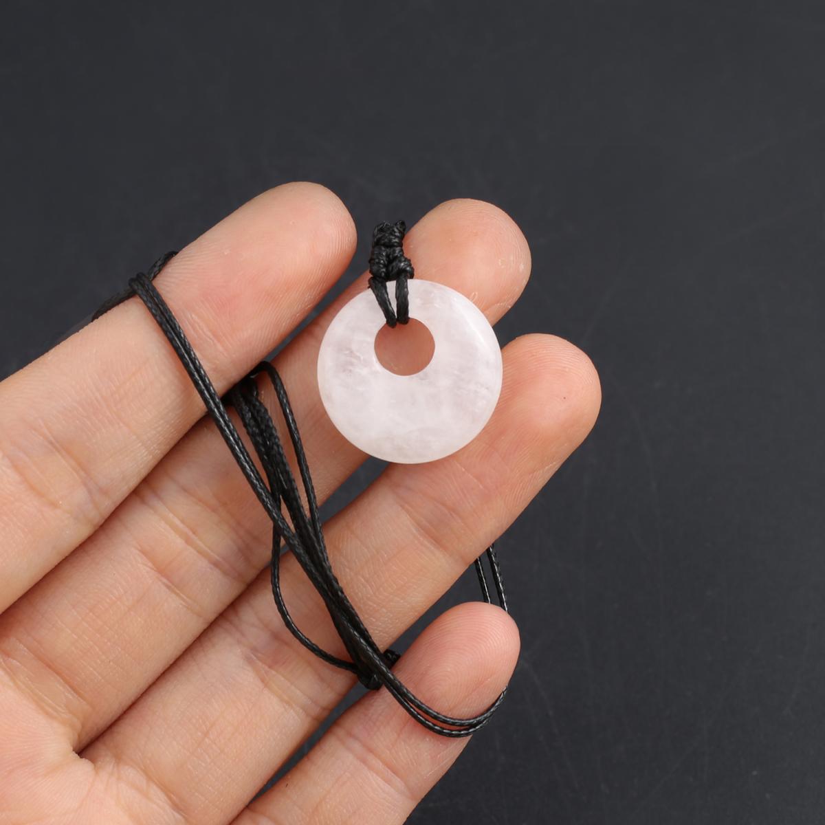 Neue Stil Halskette Naturstein Weiße Jade/Achate/Labradorit Halskette Runde Kreis Anhänger Für Frauen Geburtstag Geschenk 18mm