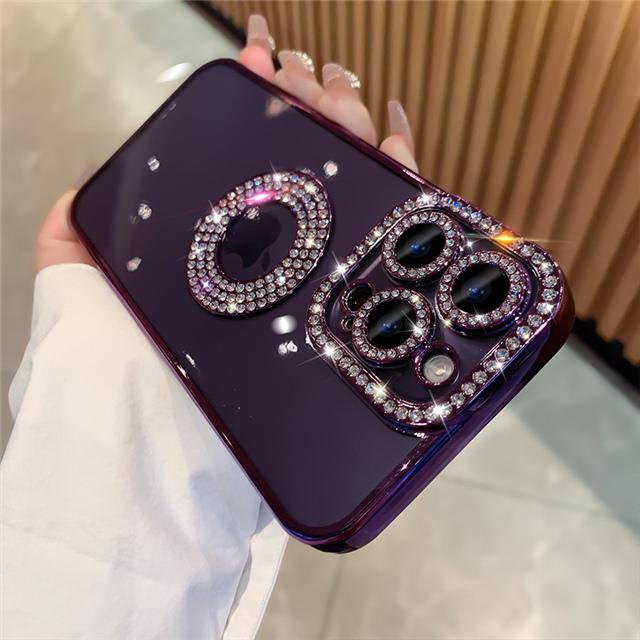 Für iPhone 16 Pro Max Luxus Glitzer Strass Beschichteter Rahmen Handyhülle Für iPhone 11 12 13 14 15 16 Plus Diamant Objektivabdeckung For iPhone 16