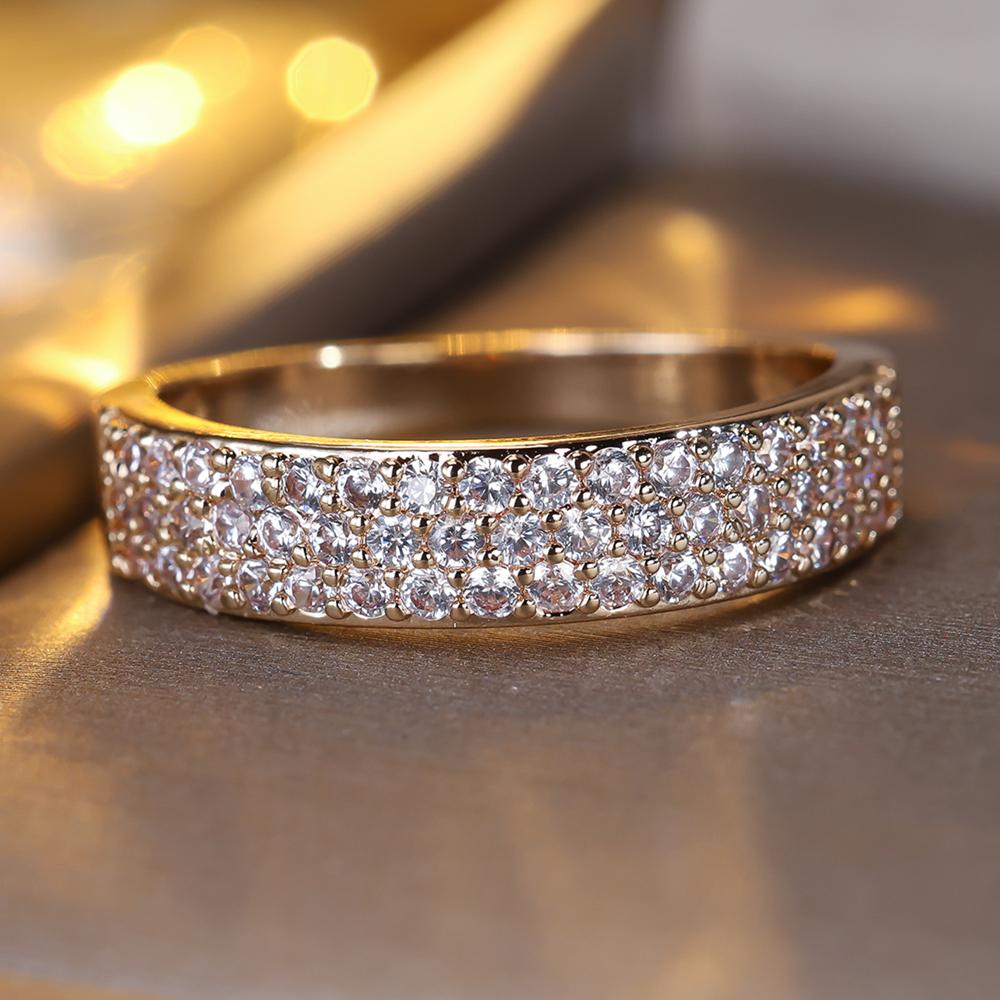 Glänzender weißer Zirkonring für Frauen, Roségold, Ehering, Schmuck, Verlobungsringe für Mädchen 6 gold