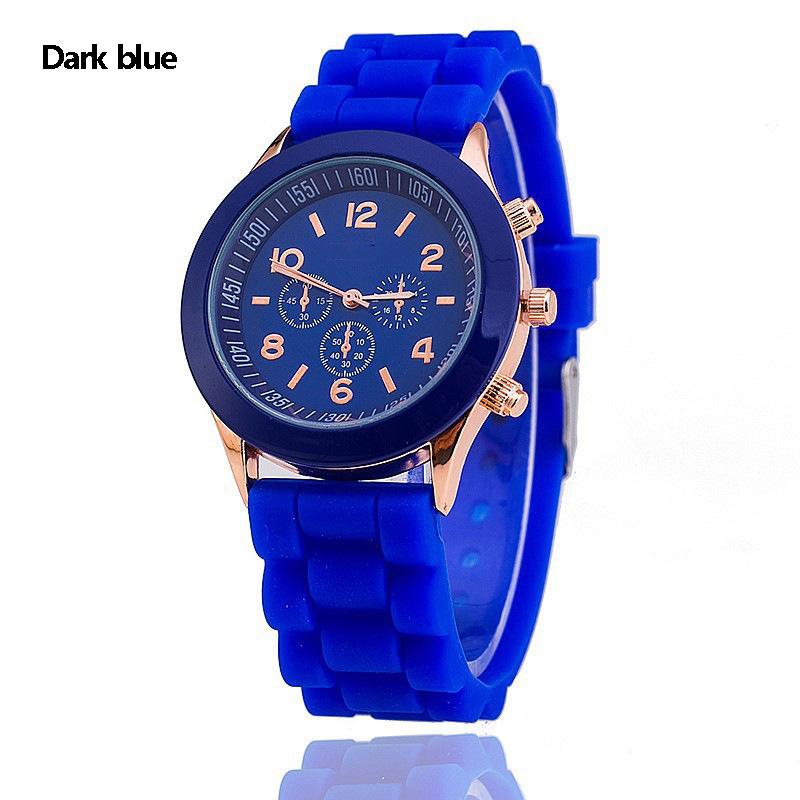 Männer Frauen Quarz Analog Uhr Casual Silikon Sport Chronograph Uhr Student Armbanduhren dunkelblaue
