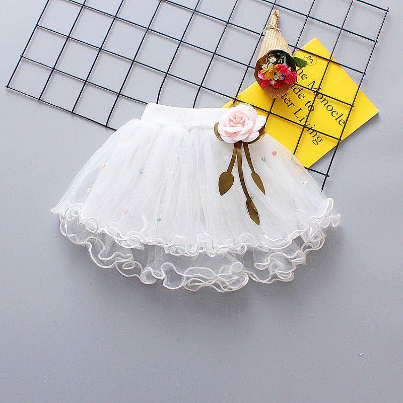 Baby Mädchen Sommerrock Flauschiger Rock Kurzer Rock Mädchen Mesh Rock Kinder Prinzessin Rock 80 weiß