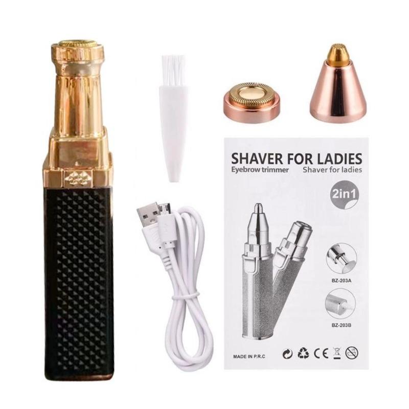 2 IN 1 elektrischer Augenbrauentrimmer, USB wiederaufladbar, Körper- und Gesichtshaarentfernung, Lippenstiftform, Mini-Epilierer für Frauen, bunter Sternenhimmel schwarz
