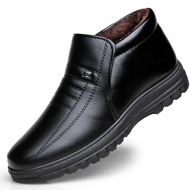 Herrenmode Freizeitschuhe Wasserdichte Winterschuhe Schneeschuhe Flache Schuhe Halten Sie warme Stiefel Herren Lederschuhe 43 schwarz