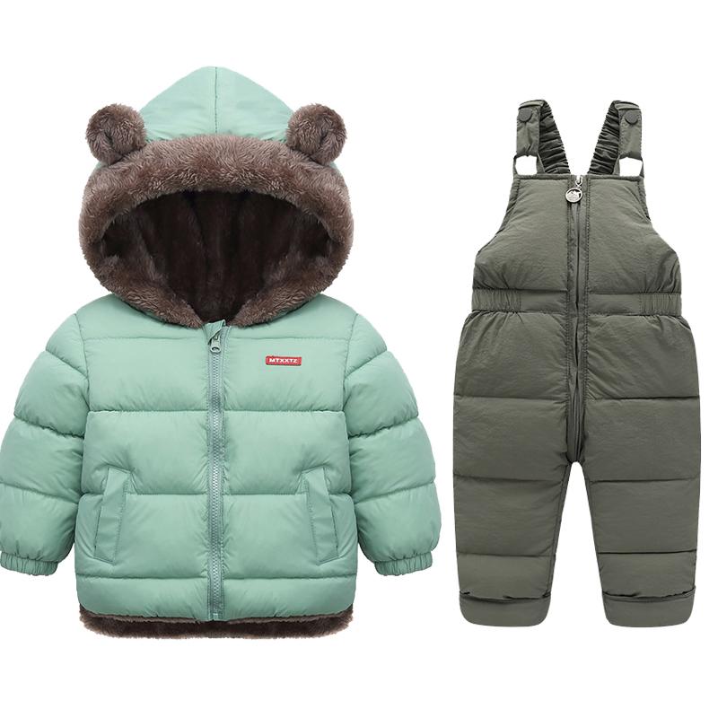 Winter Kinder Kleidung Sets Lamm Fleece Mäntel + Daunenhosen Baby Verdicken Warme 2Pcs Anzug Kinder Kleidung Jungen Mädchen Mode jacken 90cm black