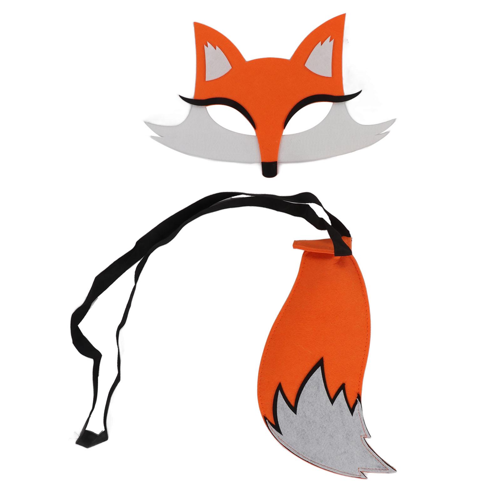 Fuchs Gesichtsmaske Schwanz Set Weicher Filz Halloween Tiermaske Kostüm mit Schwanz für Halloween Verkleidung