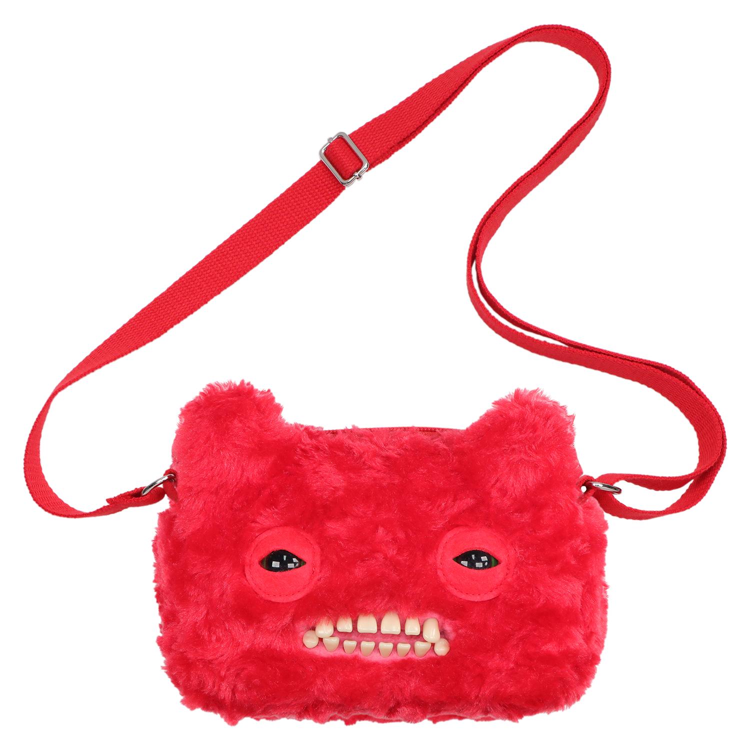 Hässliches Zähne Monster Plüschtiere Schultertasche Weitäugiger Sonderling McStinkles Katze Plüsch Umhängetasche Geschenke red