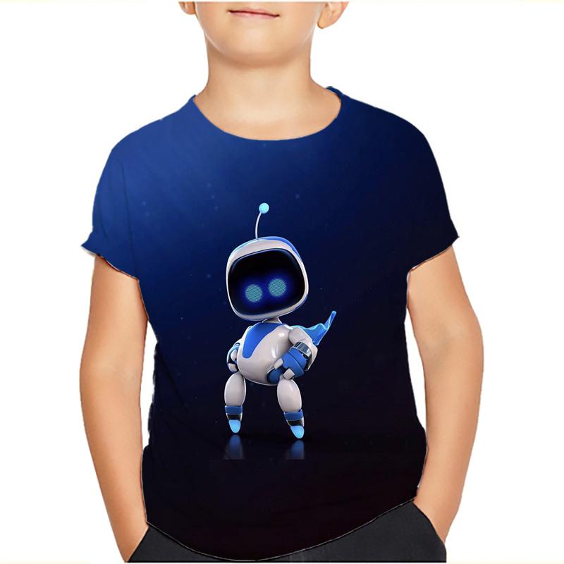 Spiel Astro Bot 3D gedruckt Kinder T-Shirt Kinder Kleidung Harajuku Cartoon Tees Casual Spaß Top Kleidung Mädchen Jungen T-Shirt 2024 120 schwarz