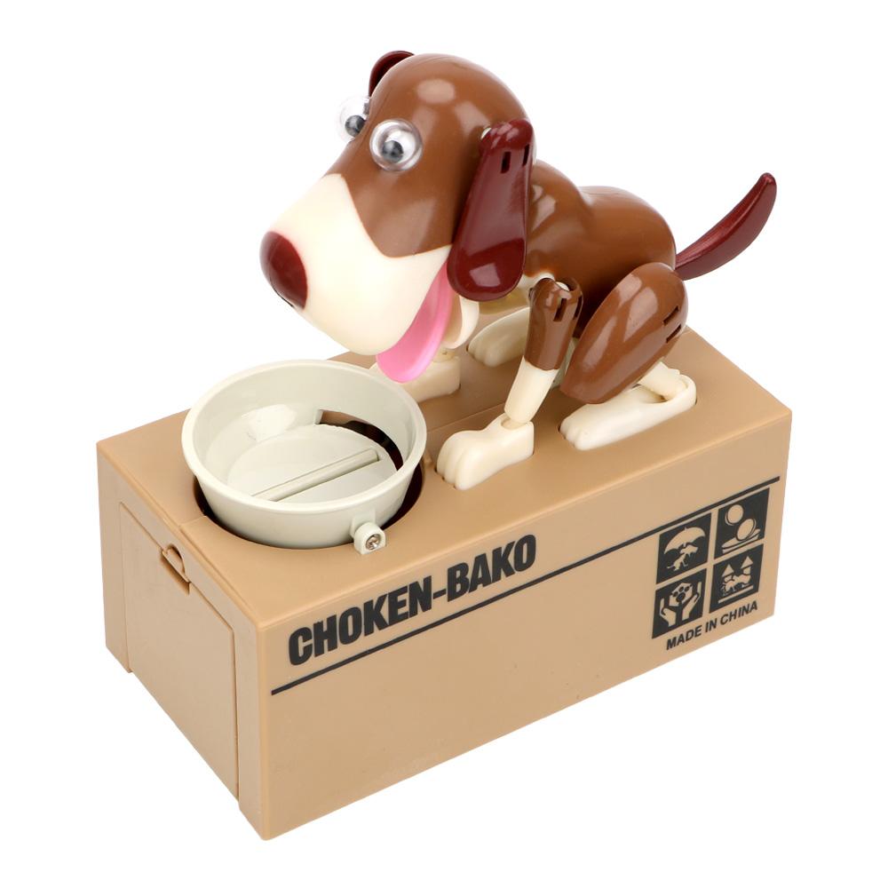 Cartoon Roboterhund Steal Coin Bank Spardose Plastik Kindergeschenk Automatisierte Spardosen Elektronische Sparschweine White and Brown