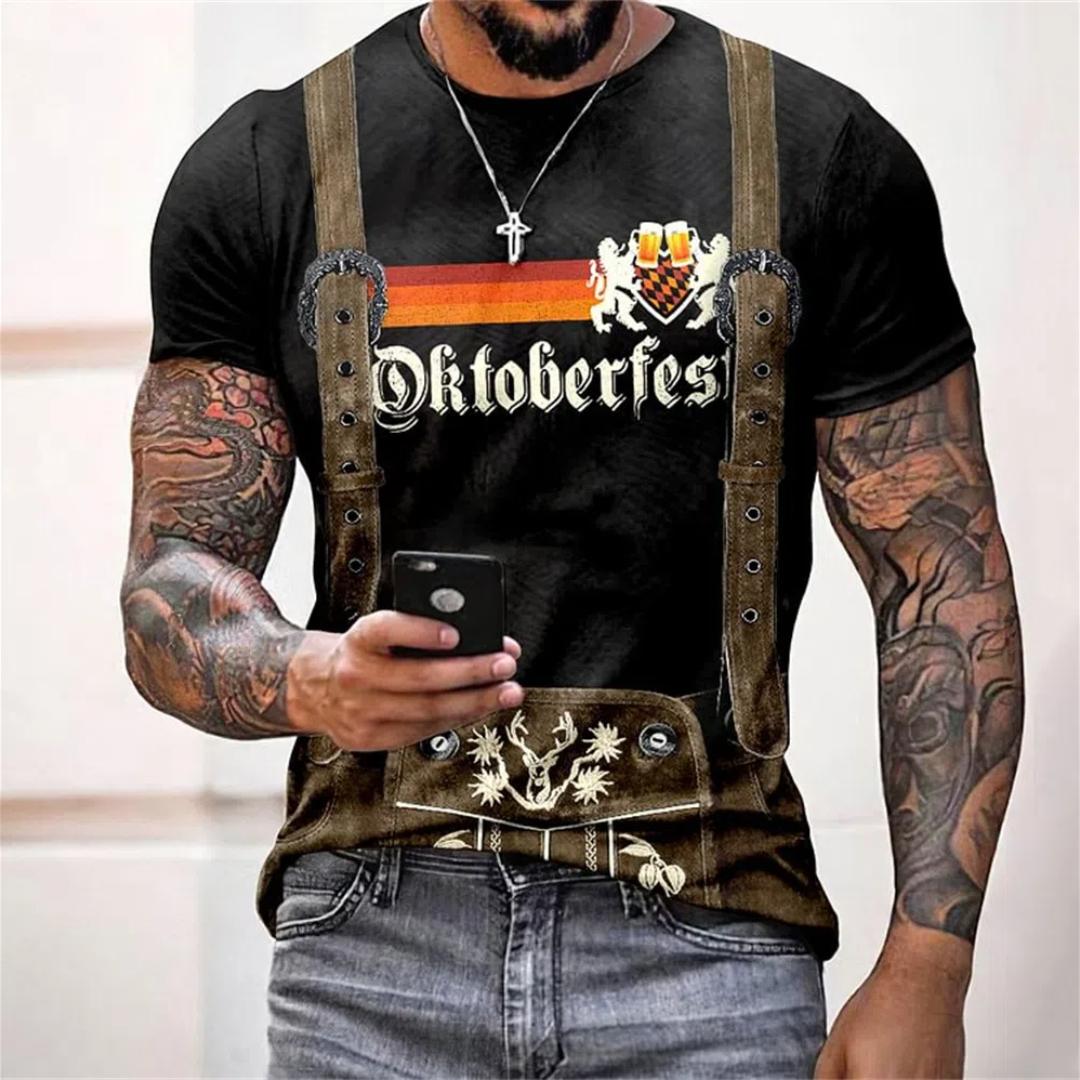 Cosplay-Muster 3D-gedrucktes T-Shirt für Männer, lässige kurzärmelige Oberteile, Herrenbekleidung, Bier-T-Shirt, modische Streetwear 6XL black