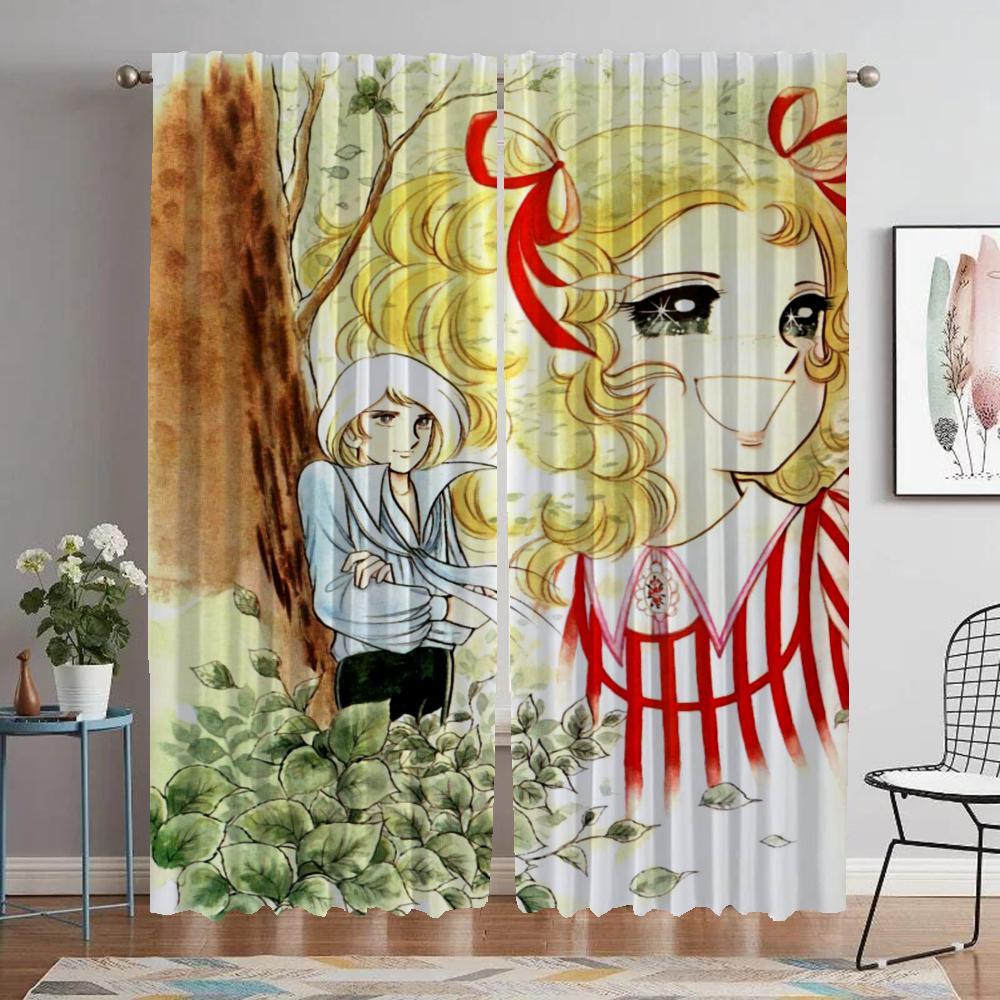 Halloween Dekoration Süßigkeiten Süßigkeiten Küchenvorhänge für Kameraschatten Raumteiler Elegante Raumvorhänge 2 Stück Fenstervorhang Zuhause W60xH90cmx2pcs-CL