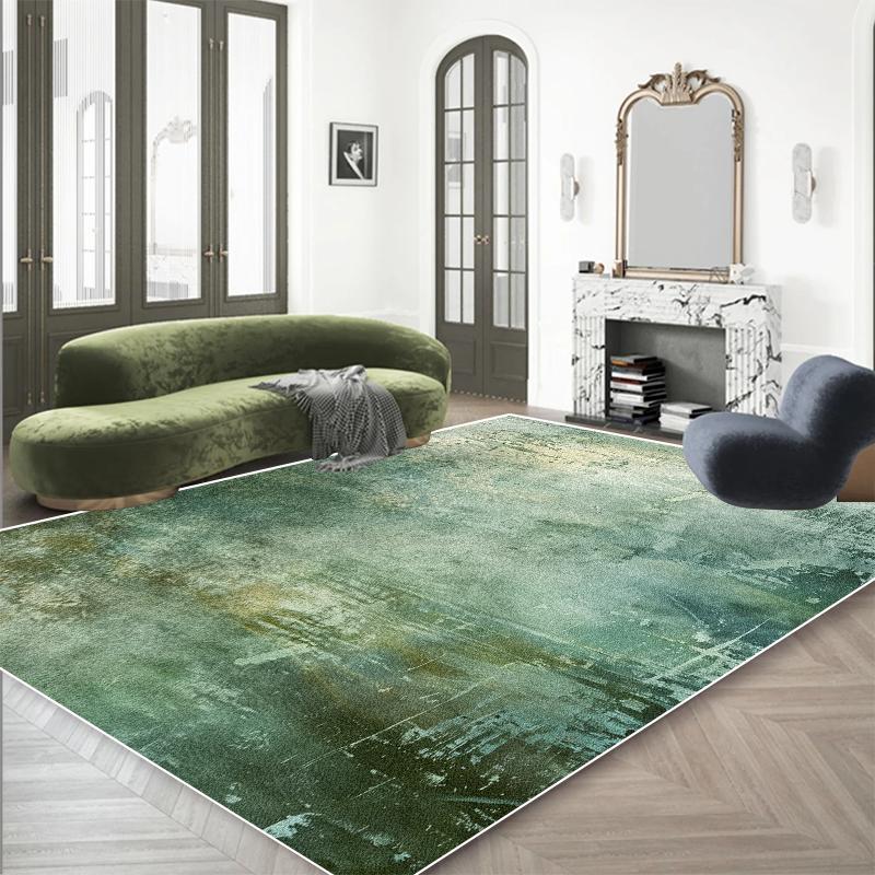 Moderne Einfache Grüne Teppiche für Wohnzimmer Abstrakte Dekoration Großer Teppich 200x300 Rutschfest Schlafzimmerteppich Leicht zu Reinigen Tischmatte 60x90cm
