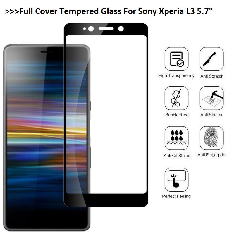 Für Sony Xperia L4/Xpeira L3/Xperia 8/Xperia 5 II III Xperia 10 Plus 2,5 D Volle Abdeckung Gehärtetes Glas Film Screen Protector Schutz For Sony Xperia L3 5.7 schwarz