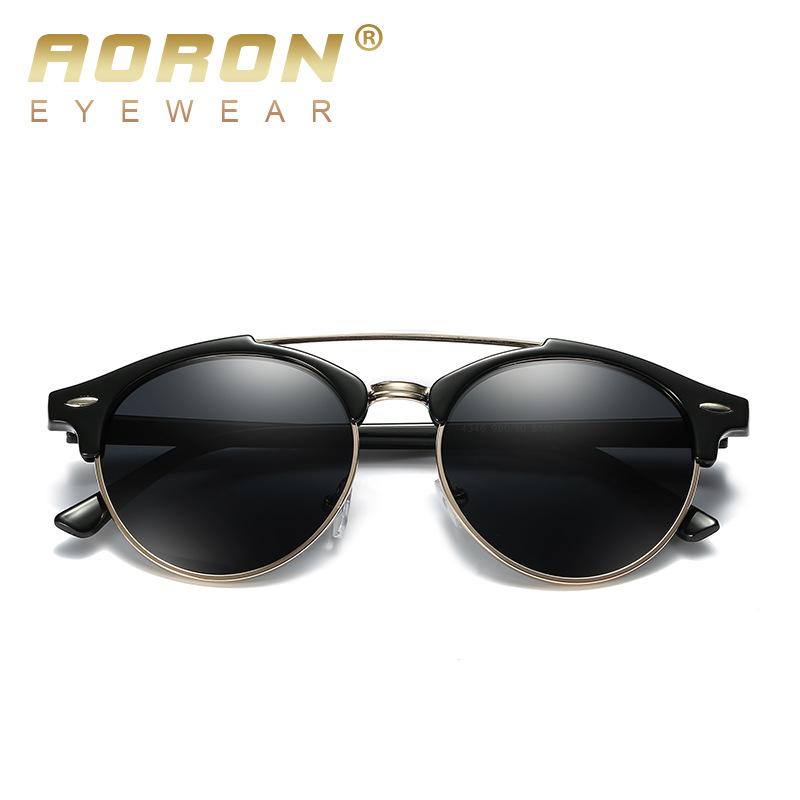 Klassisches Design, runder Rahmen, für Herren und Damen, schwarz, polarisierte Sonnenbrille, für den Außenbereich, blendfrei, UV400-Schutz, Sonnenbrille