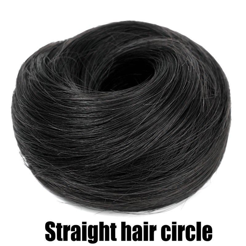 Synthetischer Haarknoten, glattes Haar, hoher Pferdeschwanz, Haarknoten, Haarbänder, elastisches Band, Haarteile für Frauen, Volumen, Fransen, gefälschte Damen-Haar-Accessoires