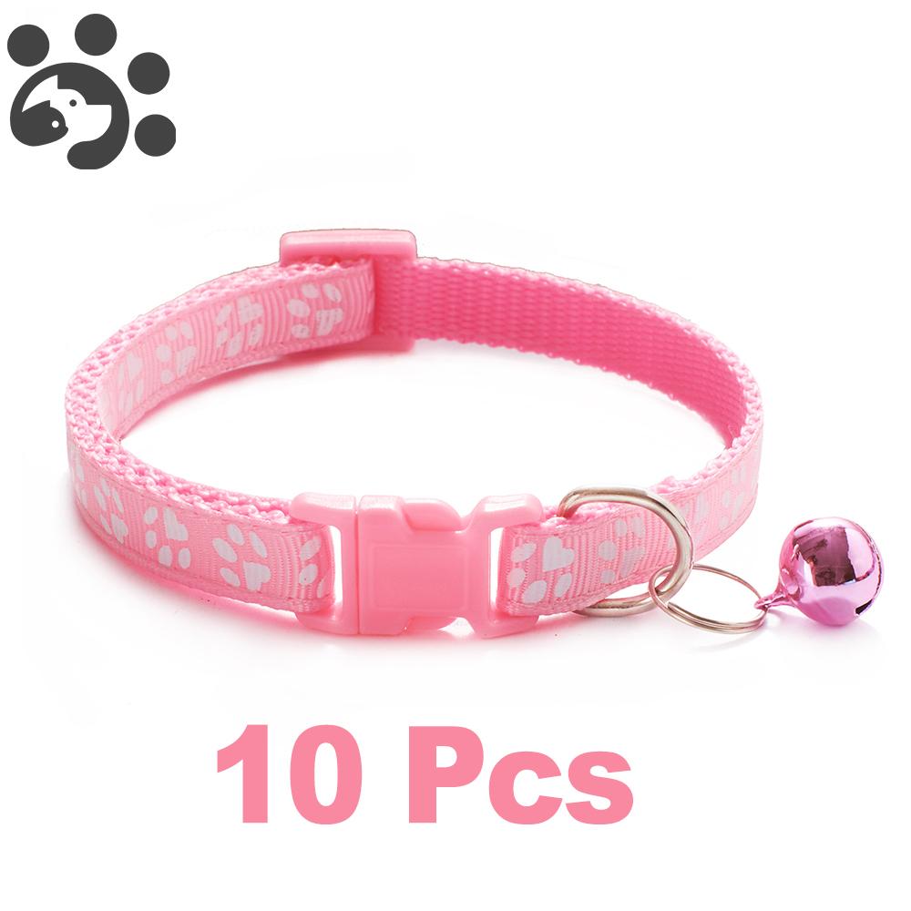 10 Stück Mit Glöckchen Halsbänder Zart Sicherheit Lässig Nylon Hundehalsband Nackenband Mode Verstellbar Glöckchen Haustier Katze Hundehalsband pink