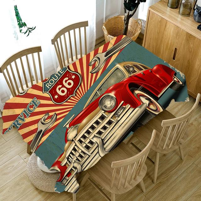 Vintage Auto Bedruckte Tischdecke Home Tischdekoration Anti-Fouling Zubehör Rechteckige Restaurant Couchtisch Tischdecke 90x140cm35x55inch