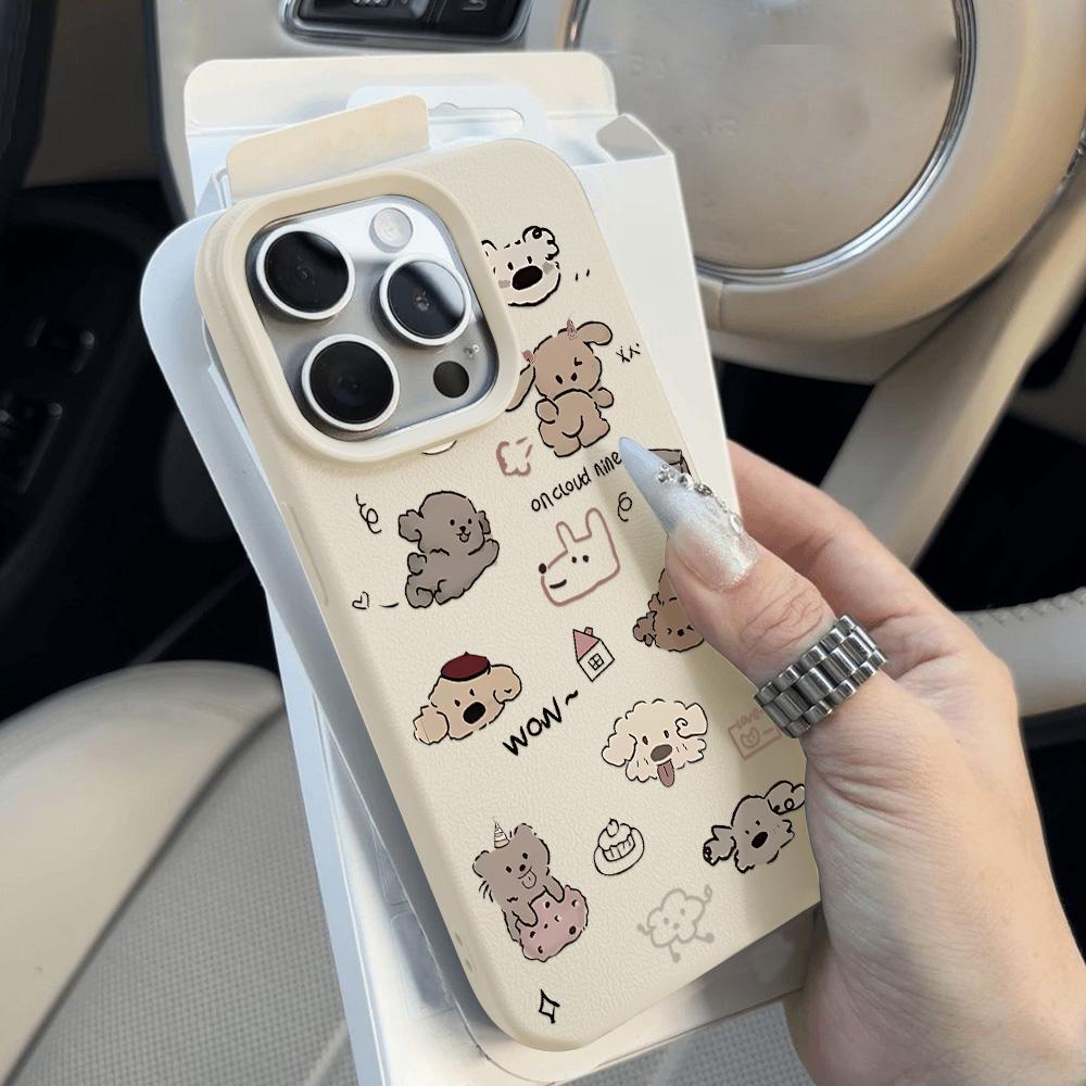 Niedliche Cartoon-Hunde-Tiere Handyhülle für iPhone 16 Pro Hülle iPhone 15 14 11 12 13 Pro Max 16 Plus Weiche Leder Stoßfeste Hülle For iPhone 14 Plus gray