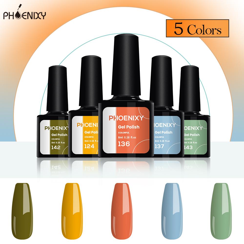 PHOENIXY 5 Teile/satz Purea Nagel Gel Polnisch Langlebige Farbe Gel Kit Glitter Gel Für Nagel Anfänger Nagellack set 1