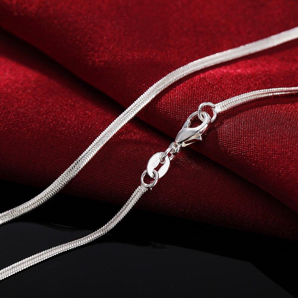 POMOiii 925 Sterling Silber Halskette 2mm Schlangenknochen Halskette Flache Kette Damen Modeschmuck Geschenk 50CM silber