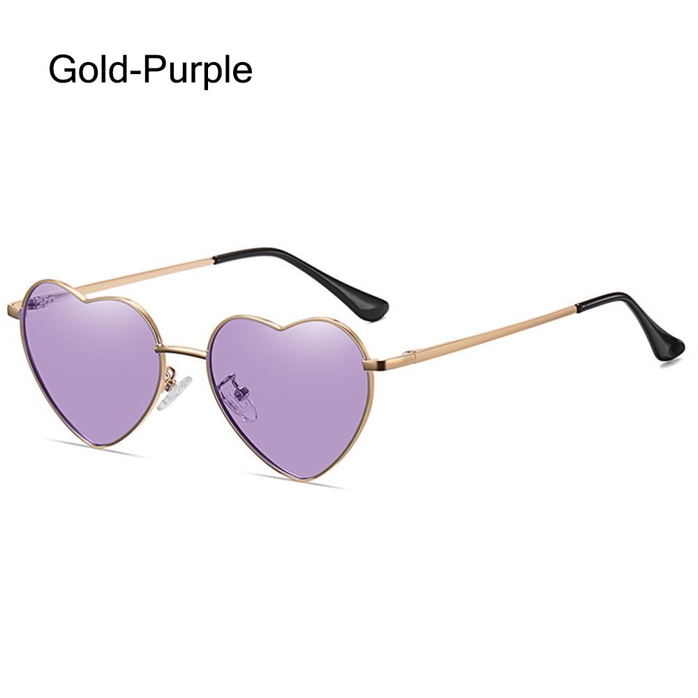 Vintage Metallrahmen Ausgefallene Accessoires Herz Sonnenbrille 90er Jahre Brille Herzförmige Sonnenbrille Shades Gold-Purple