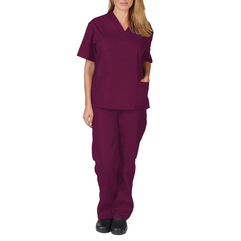Männer & Frauen Kurzarm V-ausschnitt Top + Hose Pflege Arbeits Uniform Set Anzug Gesundheits Arbeiter Arbeitskleidung Schützen Uniform arzt Kleidung S schwarz