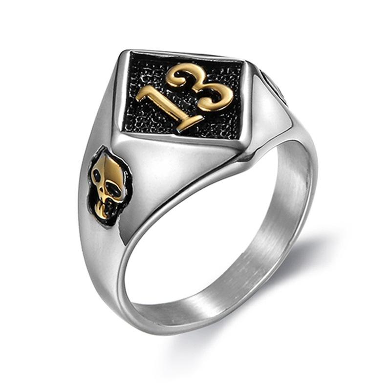 S925 silber ring klassische motorrad serie glück anzahl 13 schädel herren ring retro ring 14